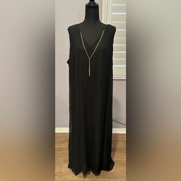 Black XXL JM Collection Maxi Dress With Removable Necklace New with Tags - Picture 1 of 9